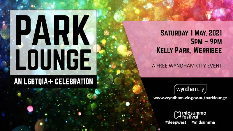 A promotional image for the Park Lounge event featuring black and white text on a spangly background.
