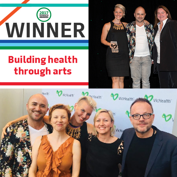 A compilation of three images from the 2017 VicHealth Awards ceremony.